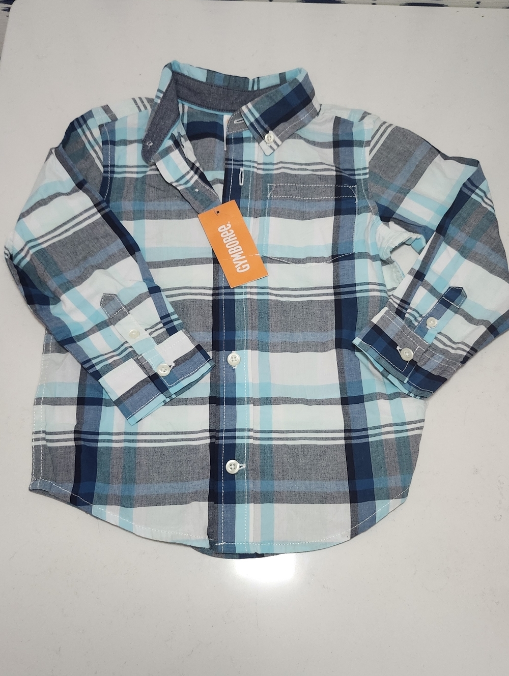 Gymboree Boys' Blue Plaid Button-Up Shirt 3T